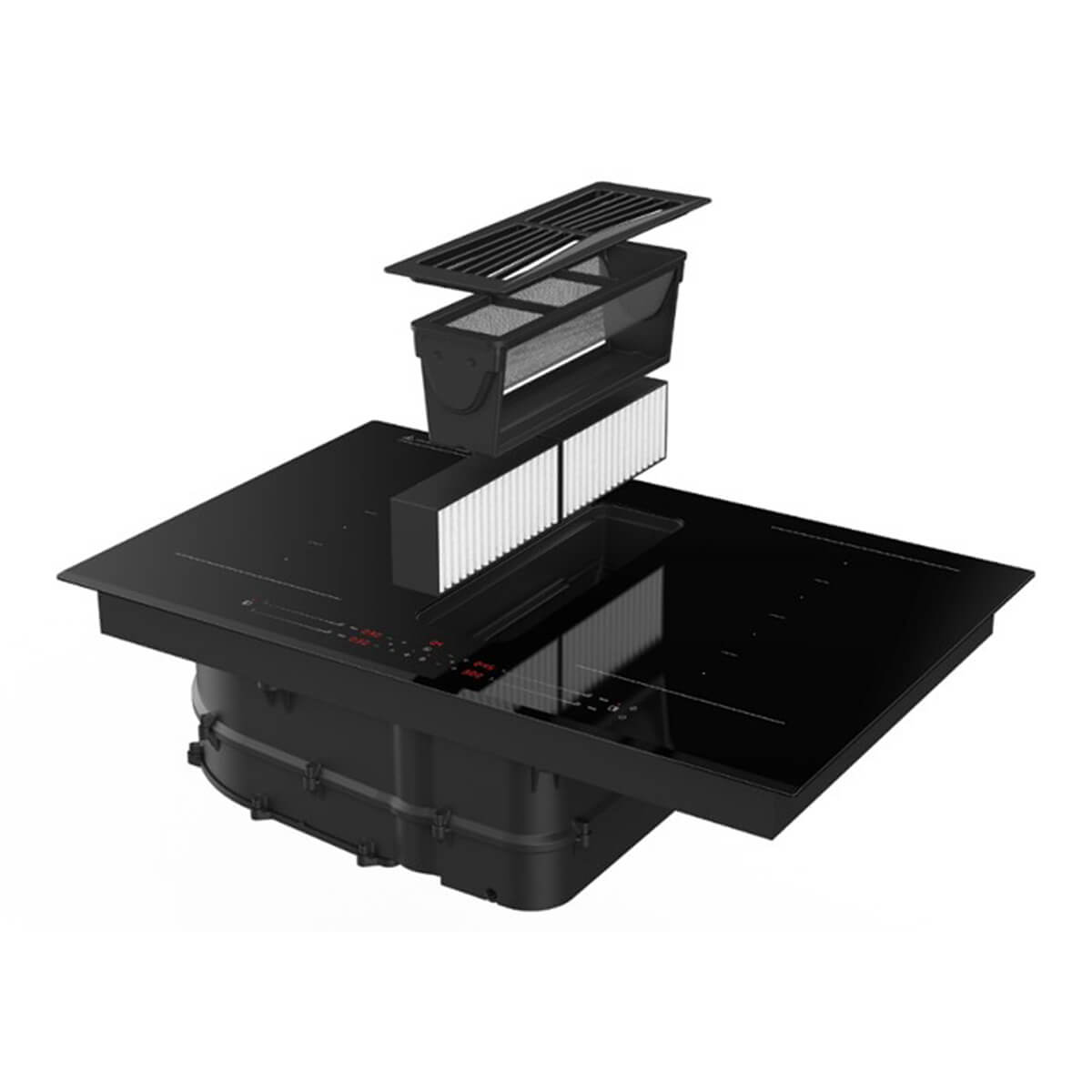 2025 New Products Induction Hob With Extractor Down-draft Hood 220V 7200W Induction Hob With Downdraft Extractor Fan