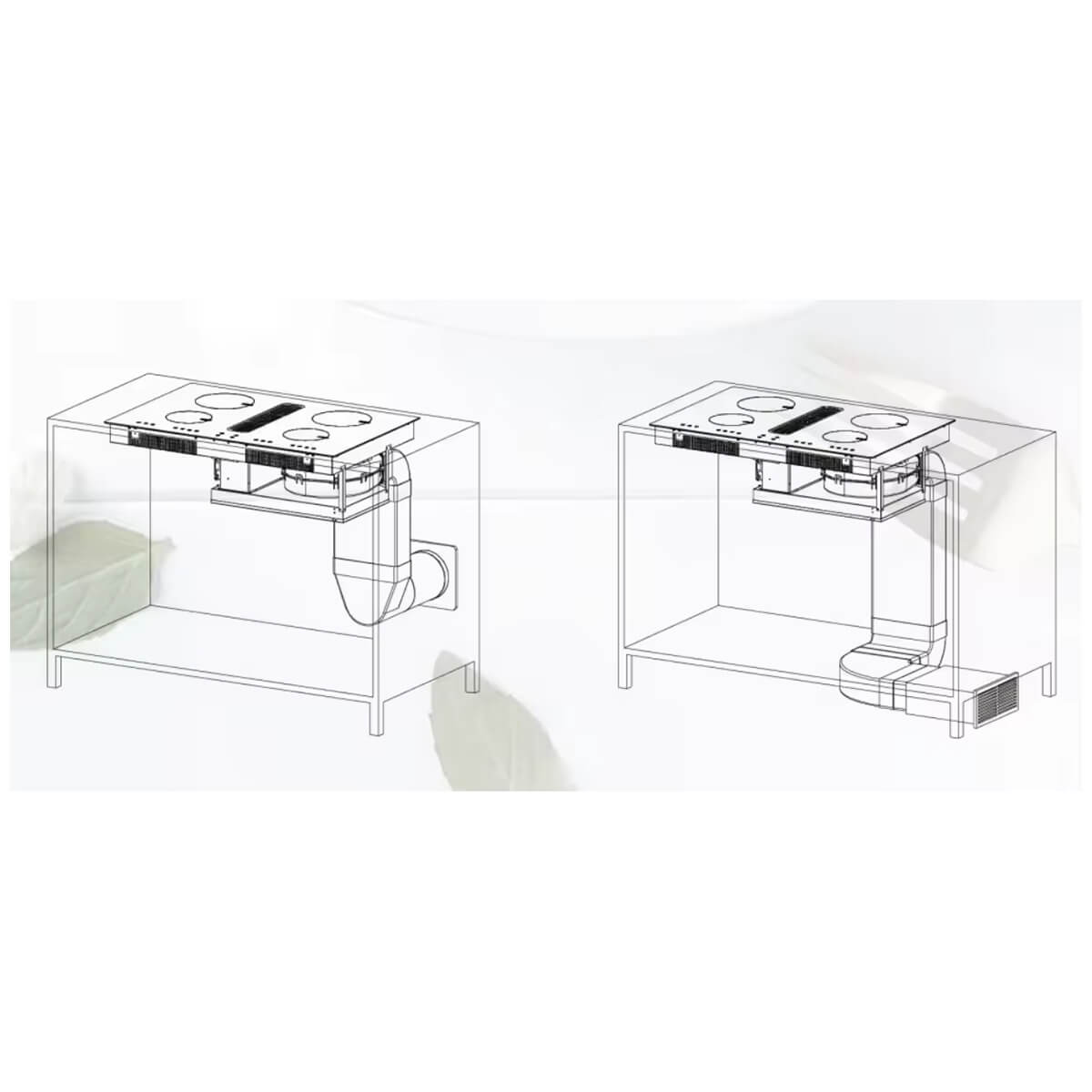 2025 New Products Induction Hob With Extractor Down-draft Hood 220V 7200W Induction Hob With Downdraft Extractor Fan