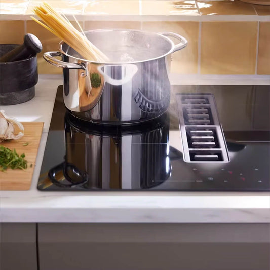 2025 New Products Induction Hob With Extractor Down-draft Hood 220V 7200W Induction Hob With Downdraft Extractor Fan
